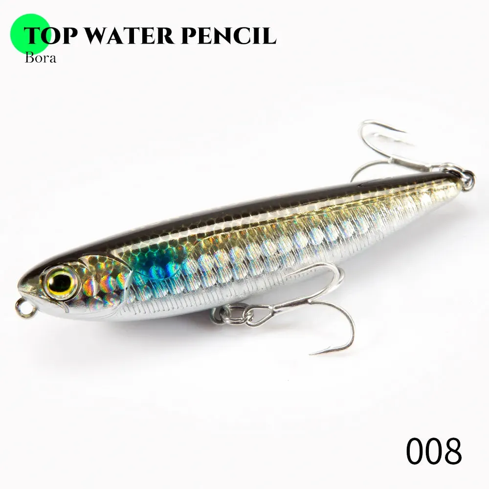 Top water Pencil Fishing Lure 60/90/100mm 6.4/12.4/18.8g Surface Floating Bait