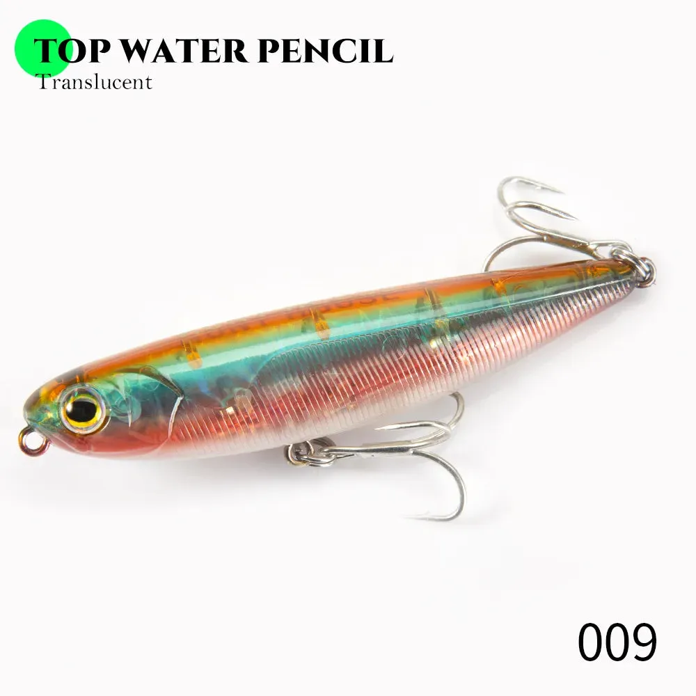 Top water Pencil Fishing Lure 60/90/100mm 6.4/12.4/18.8g Surface Floating Bait