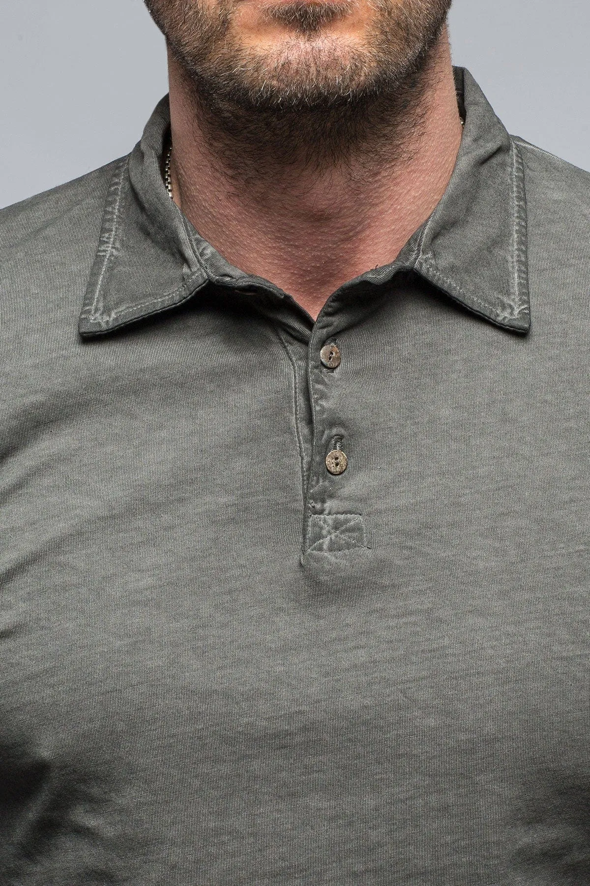 Torrance Long Sleeve Polo in Charcoal