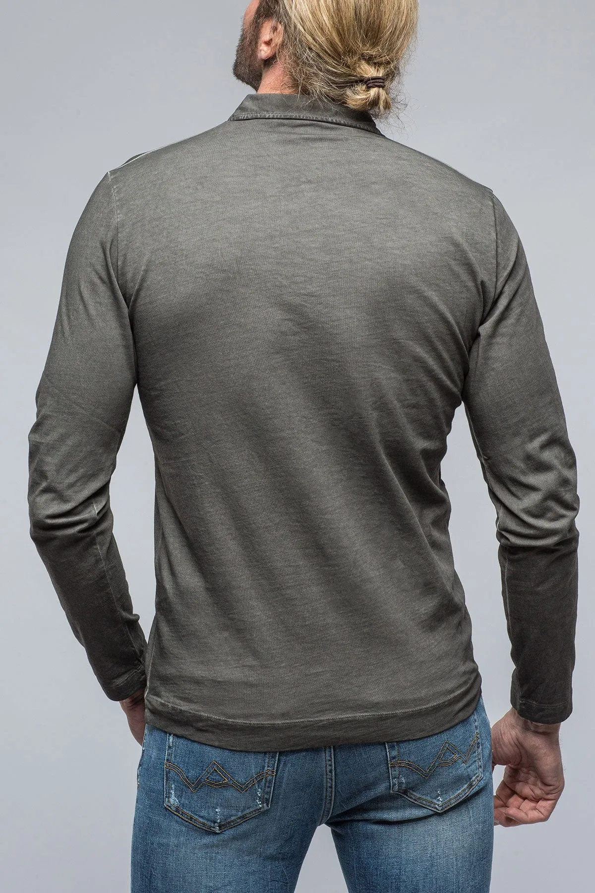 Torrance Long Sleeve Polo in Charcoal