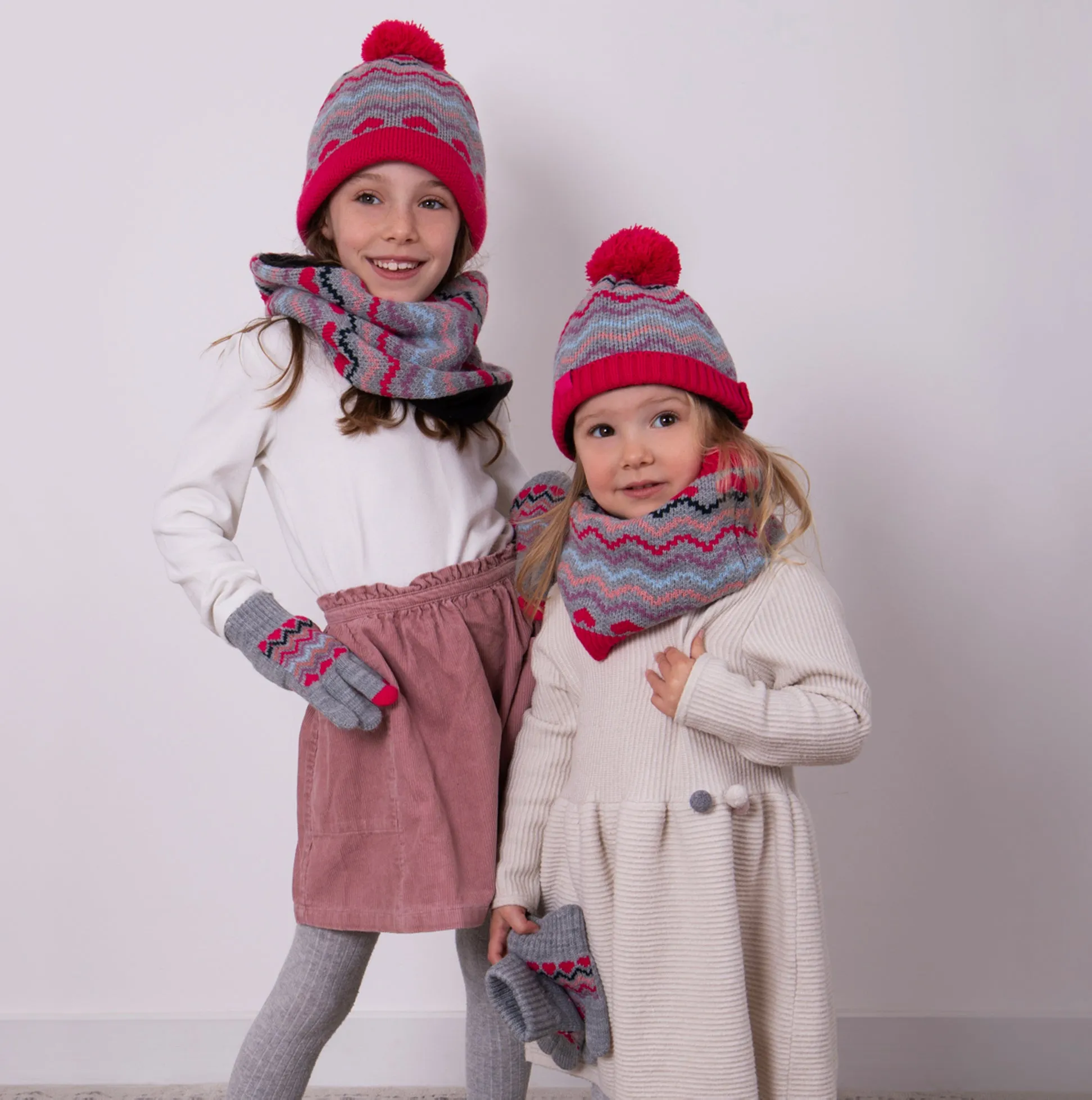 Totes Toasties KNITTED HAT GLOVE AND SNOOD SET Unisex Kids Pink Mix
