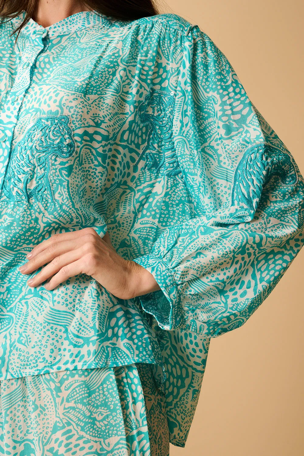 TULUM TOP - ANIMAL BLUE