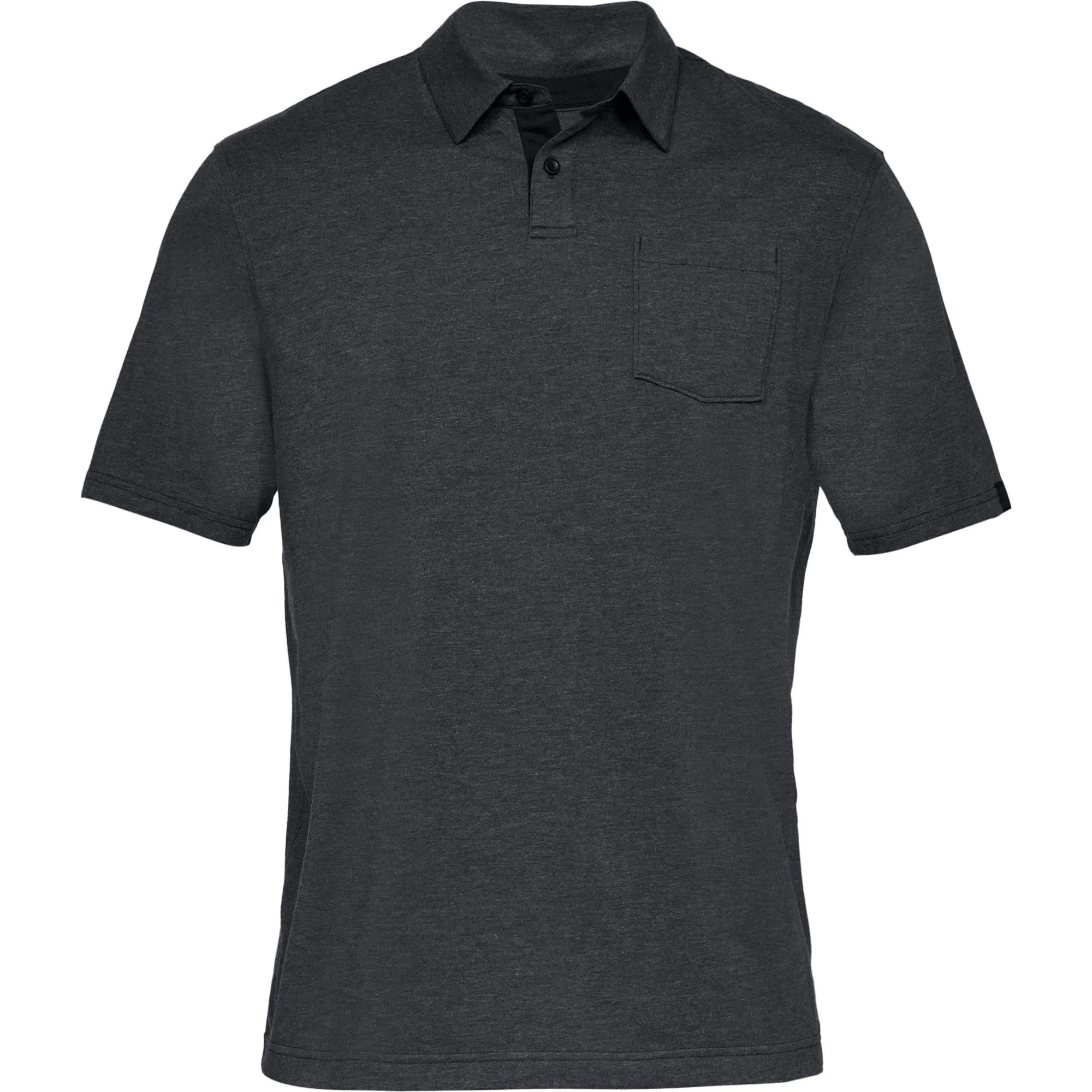 Under Armour Mens  Charged Cotton Scramble Polo - BLACK / BLACK MEDIUM HEATHER / BLACK