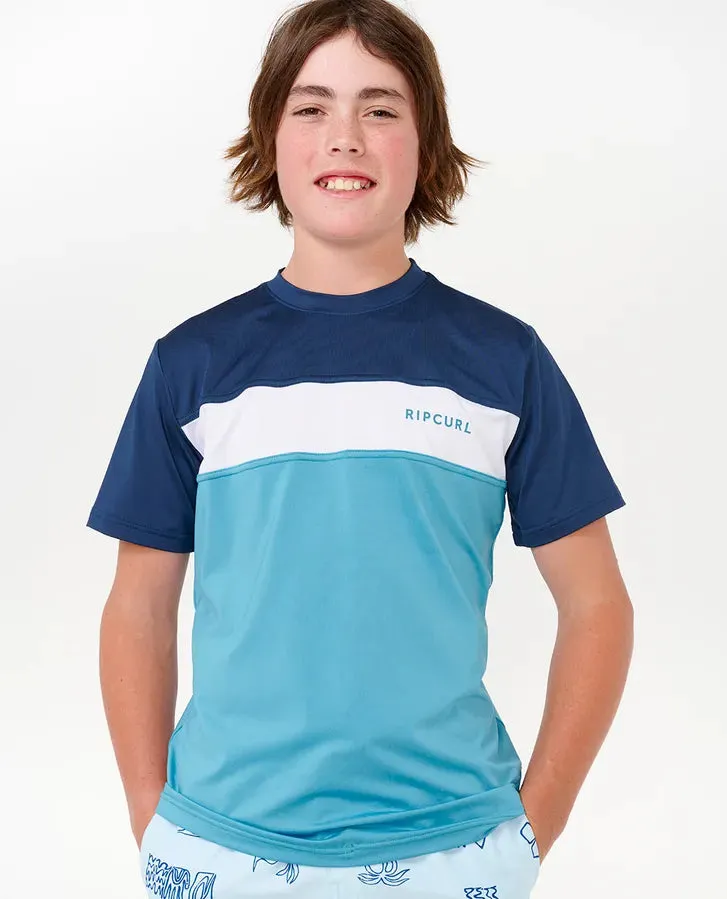 Undertow Short Sleeve Rash Vest Boy - Ocean