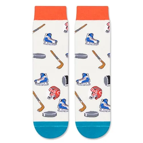 Unisex Hockey Socks for Children, Funny Hockey Gifts for Hockey Lovers, Kids' Hockey Socks, Cute Sports Socks for Boys and Girls, Novelty Kids' Gifts for Sports Lovers, Gifts for 7-10 Years Old