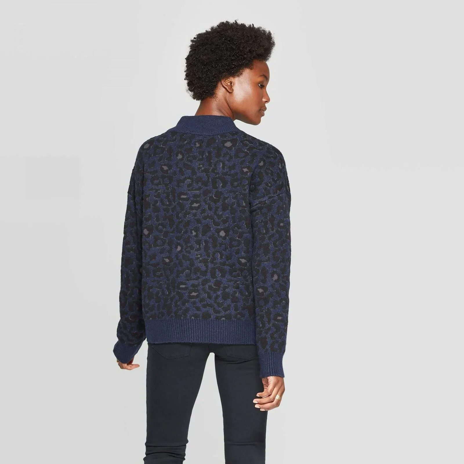 Universal Thread Women's Leopard Print Mock Turtleneck Pullover Sweater