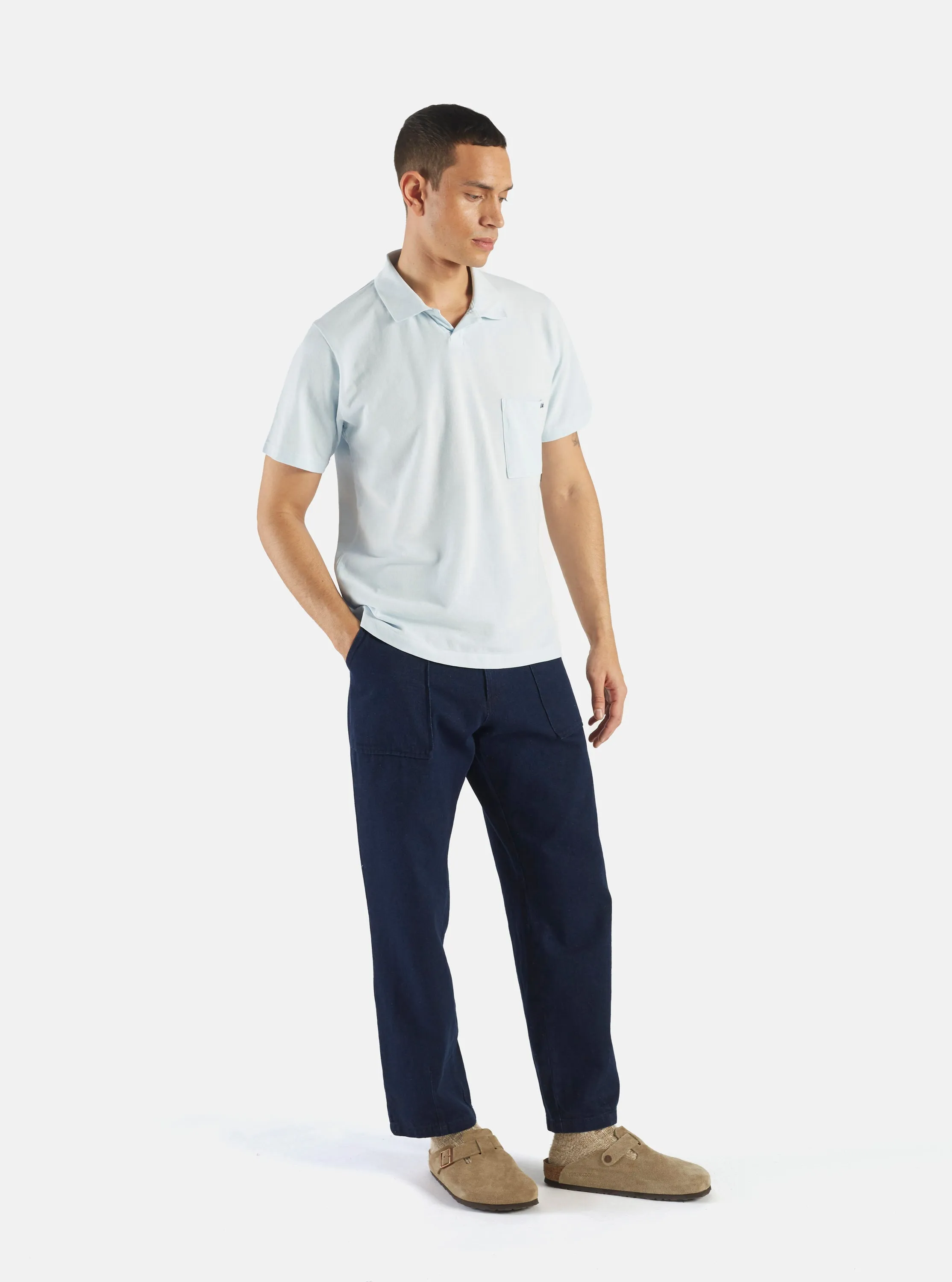 Universal Works Vacation Polo Piquet Sky
