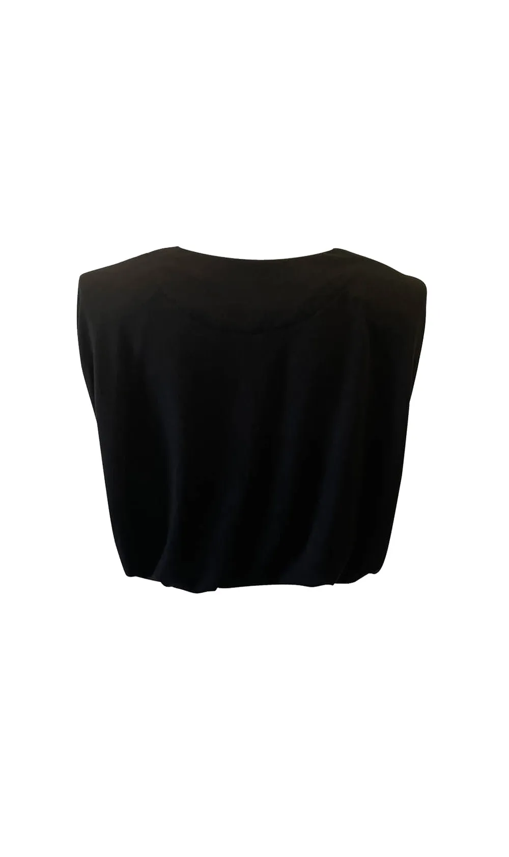 V Neck Padded Shoulder Crop Top