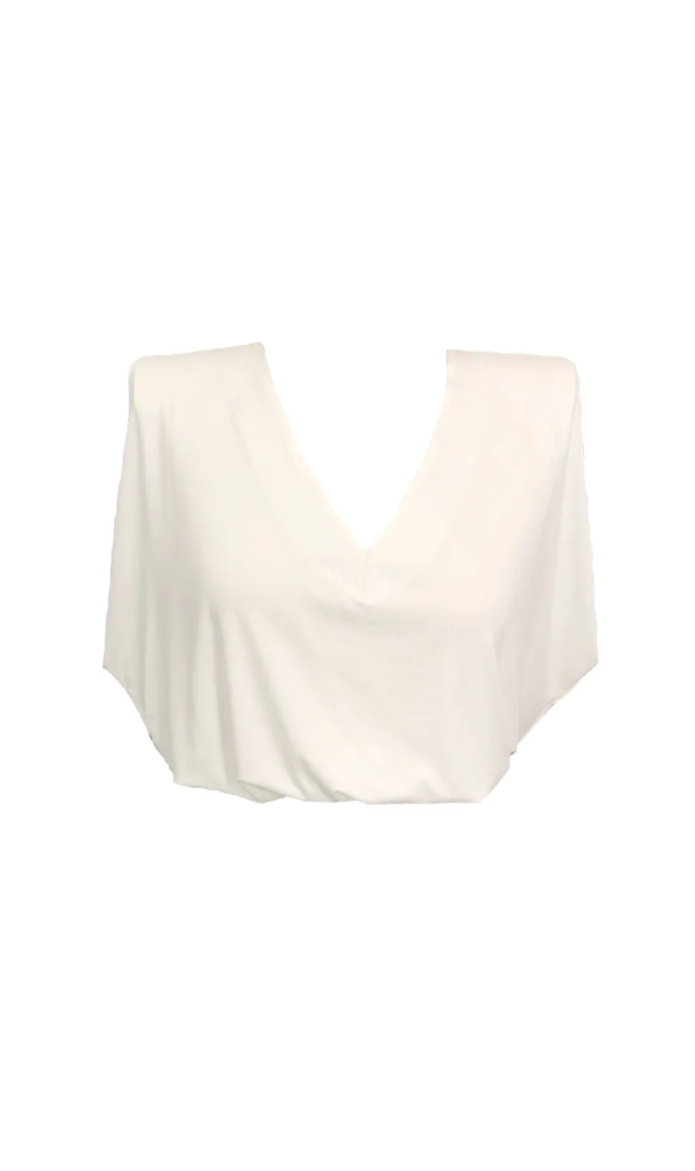V Neck Padded Shoulder Crop Top