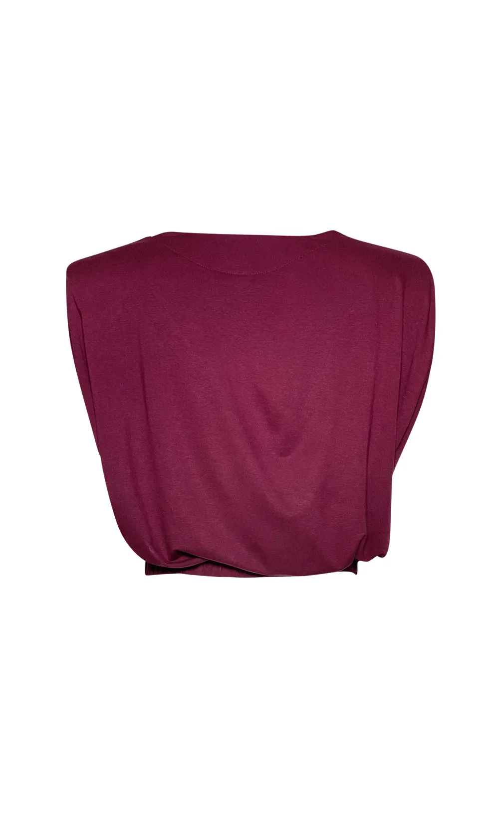 V Neck Padded Shoulder Crop Top