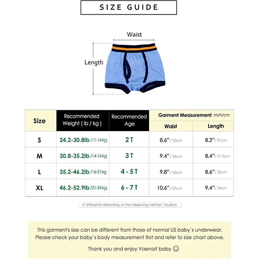 Vaenait Boys Cotton Modal Underwear 4-Pack - Brights