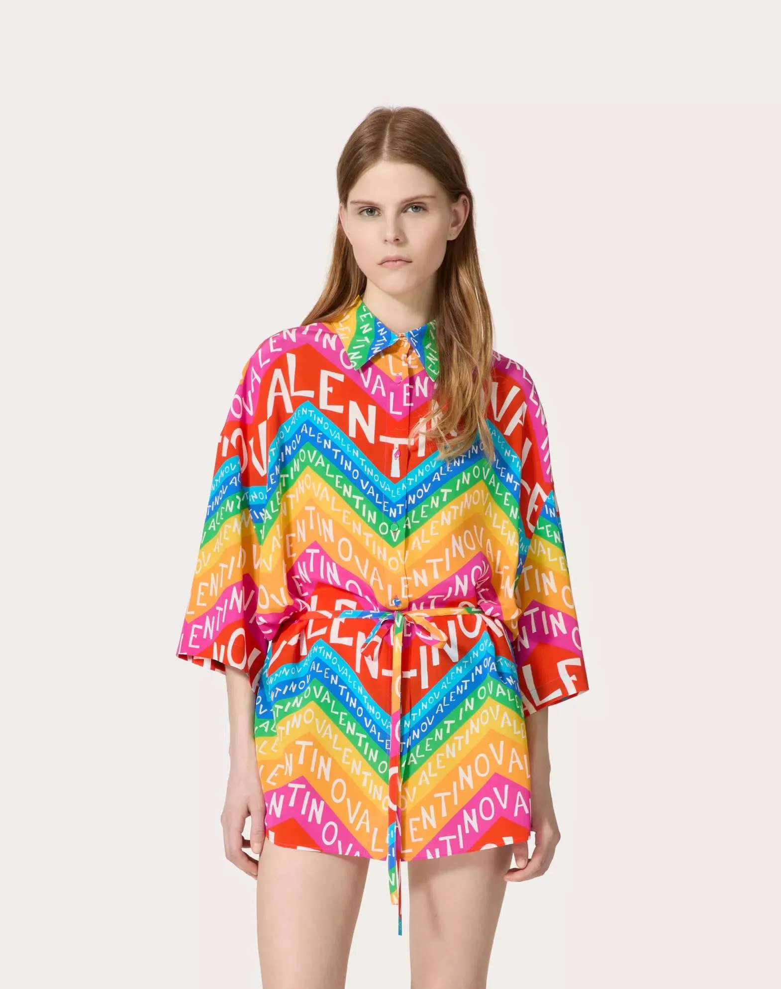 Valentino Chevron 24 Crepe De Chine Shirt