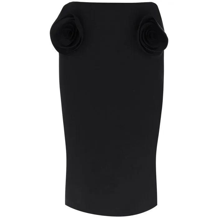 Valentino Garavani crepe couture pencil skirt with rose appliqués