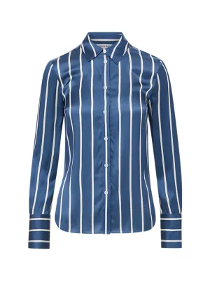 Veronica Beard Monique Top in Blue Stone/Off White
