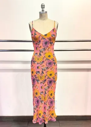 Vibrant Florals Sleeveless Dress in Orange/Multi