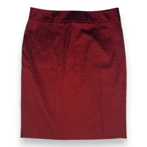 Vintage Caché Cranberry Metallic Sheen 9&quot; Slit Pencil Skirt Stretch Size 4