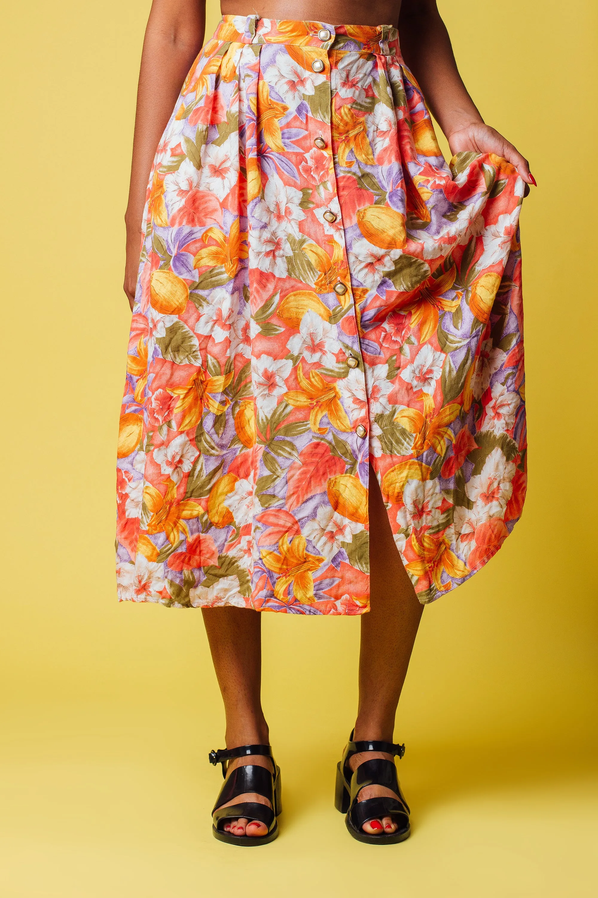 Vintage Floral Highwaist Skirt | S