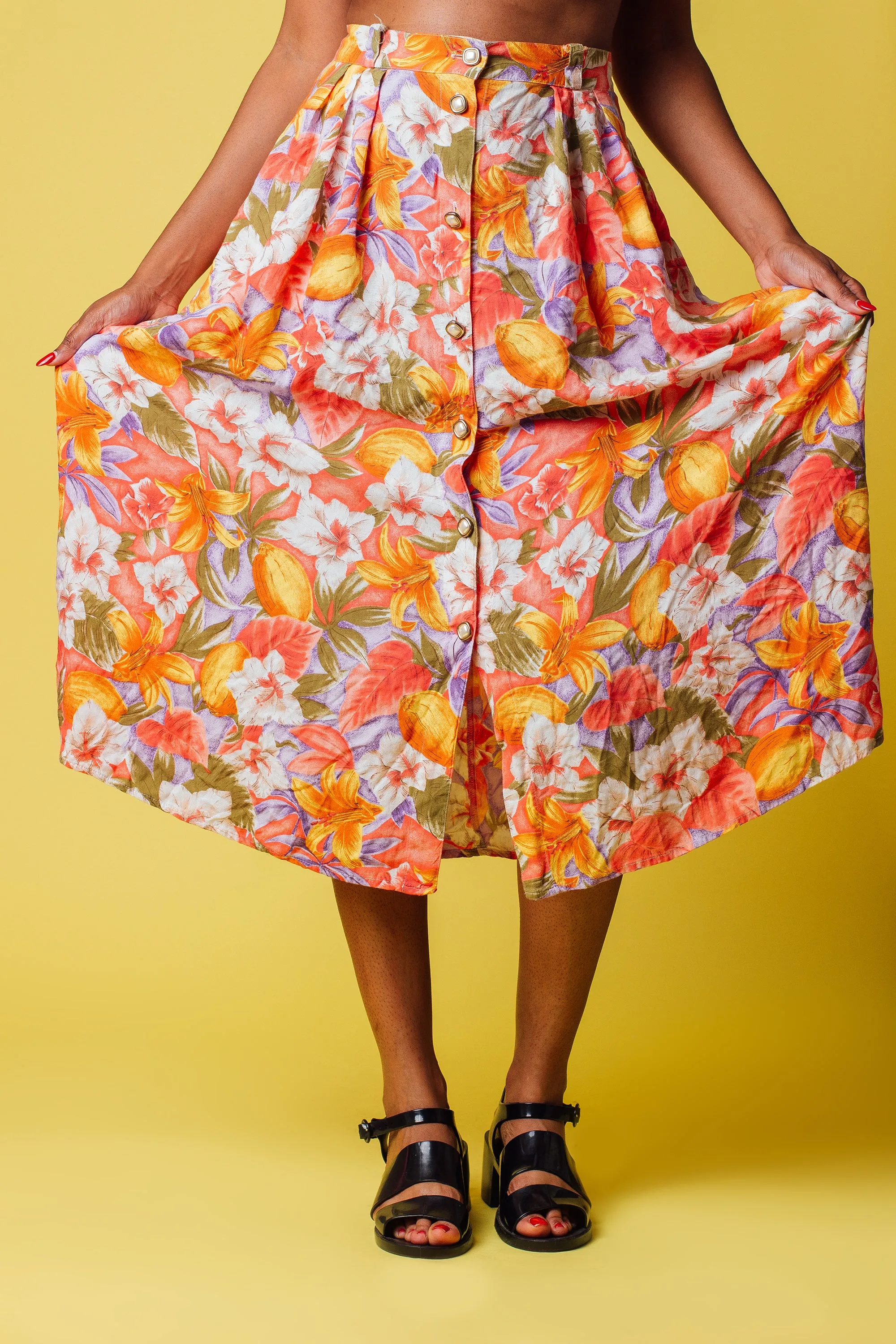 Vintage Floral Highwaist Skirt | S