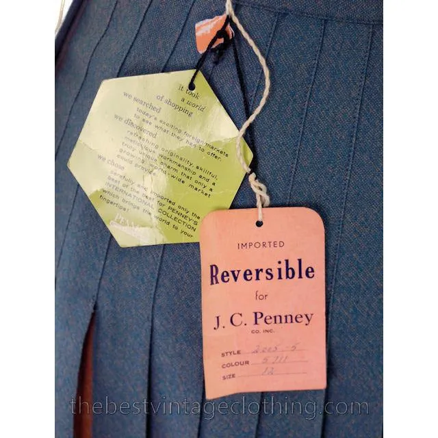 Vintage Skirt Wool Reversible Highland Plaid NOS JC Penneys 1950s 26 Waist
