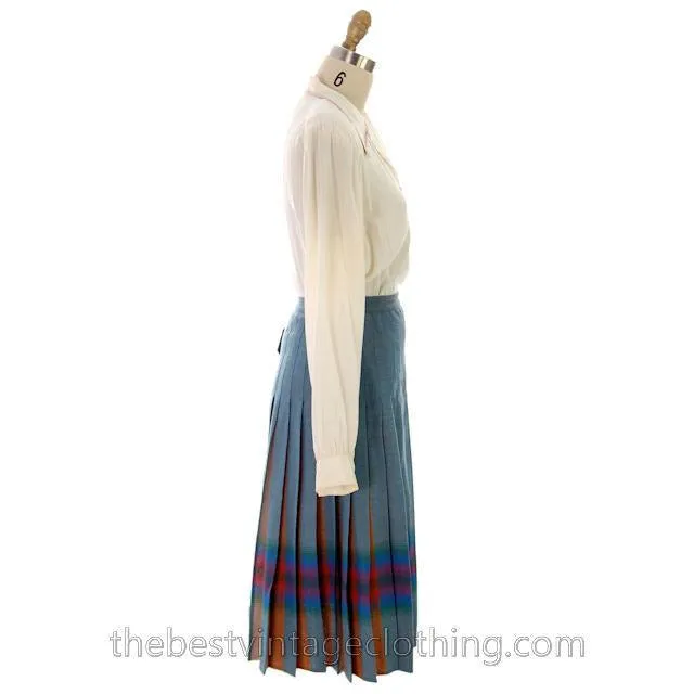 Vintage Skirt Wool Reversible Highland Plaid NOS JC Penneys 1950s 26 Waist