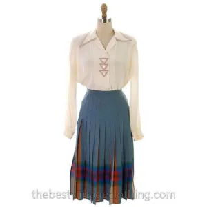 Vintage Skirt Wool Reversible Highland Plaid NOS JC Penneys 1950s 26 Waist