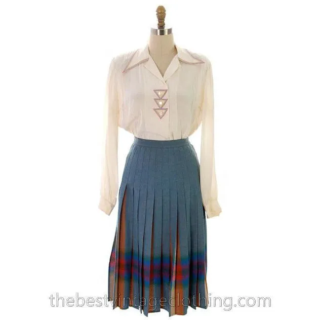 Vintage Skirt Wool Reversible Highland Plaid NOS JC Penneys 1950s 26 Waist
