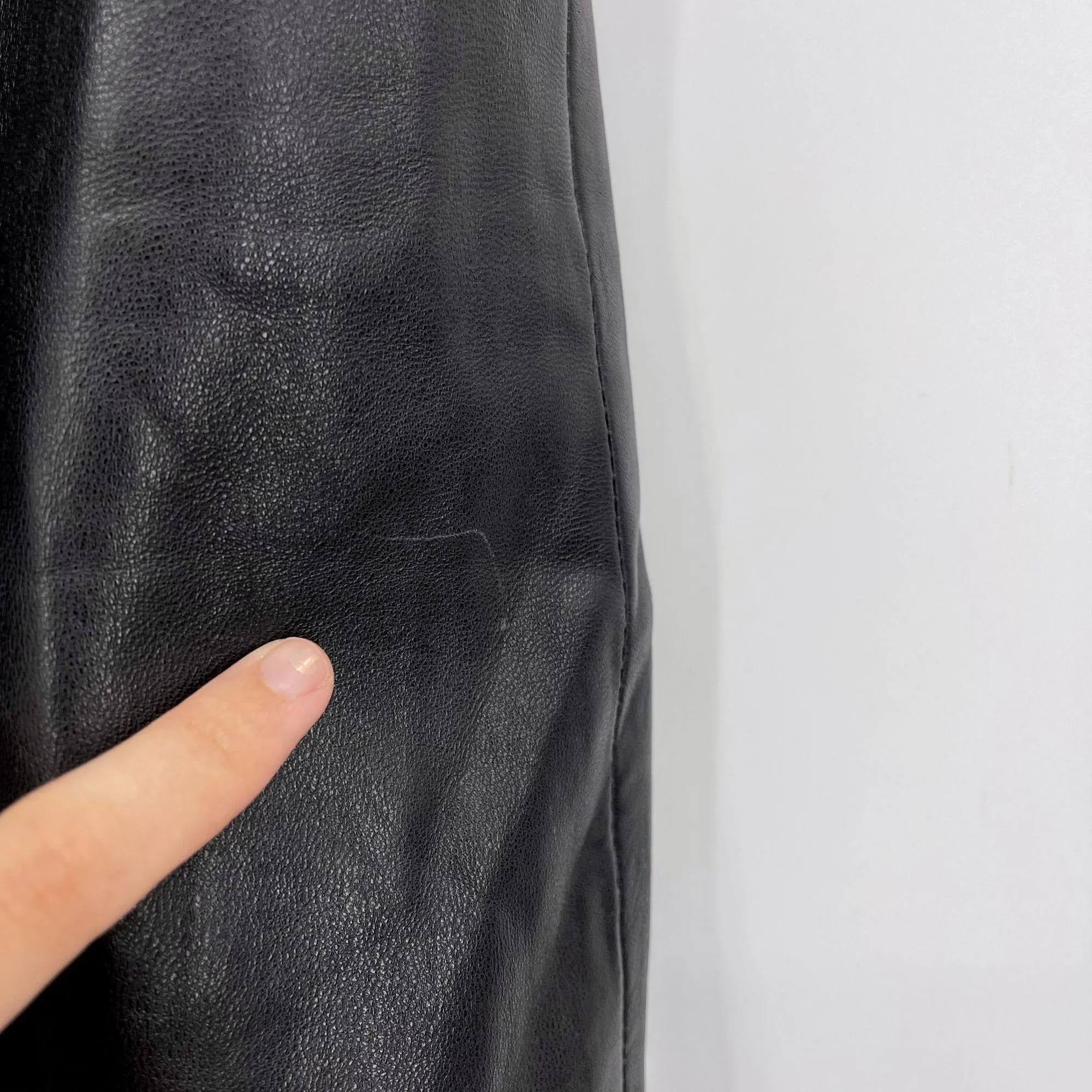 Vintage Vakko Black Leather Short Pencil Skirt