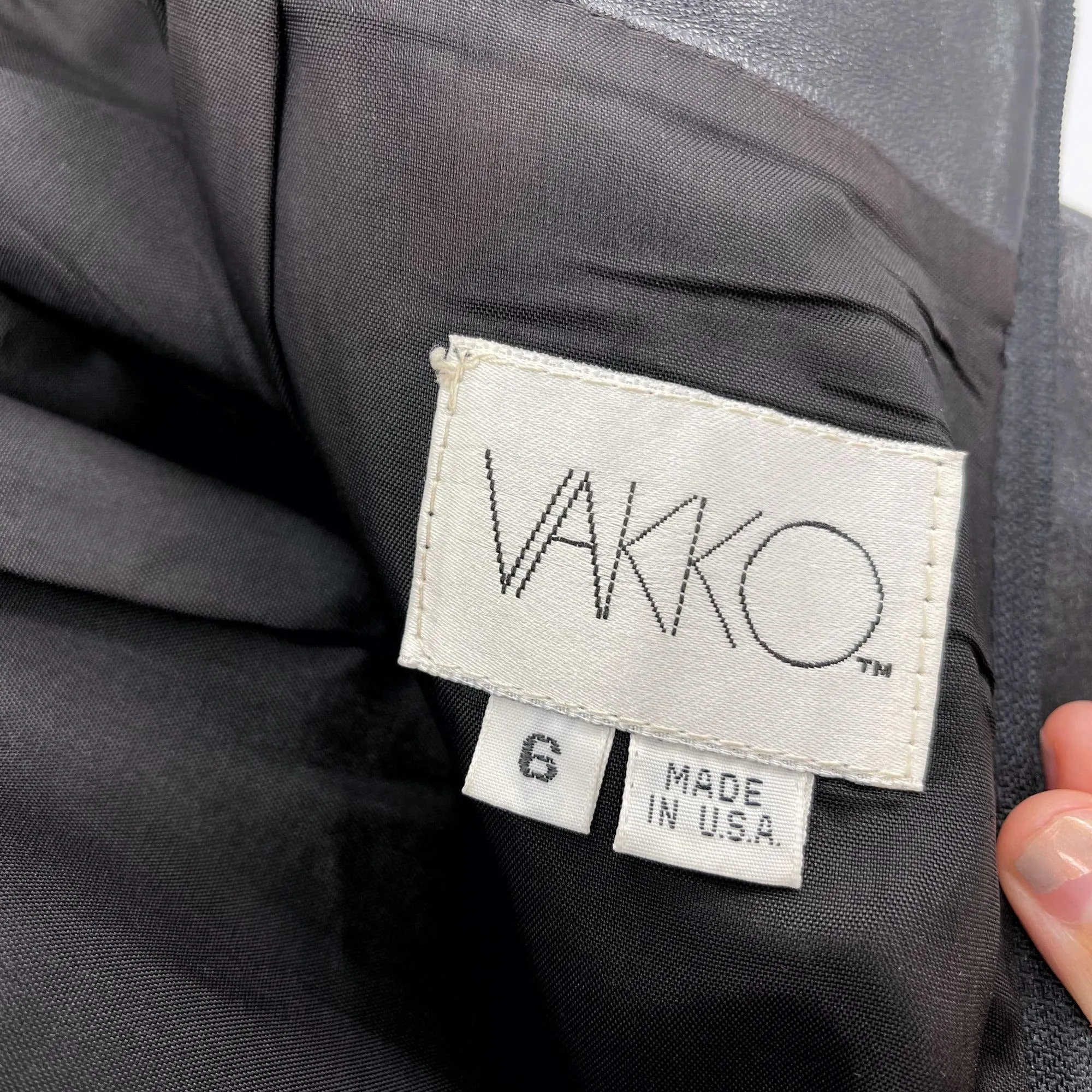 Vintage Vakko Black Leather Short Pencil Skirt