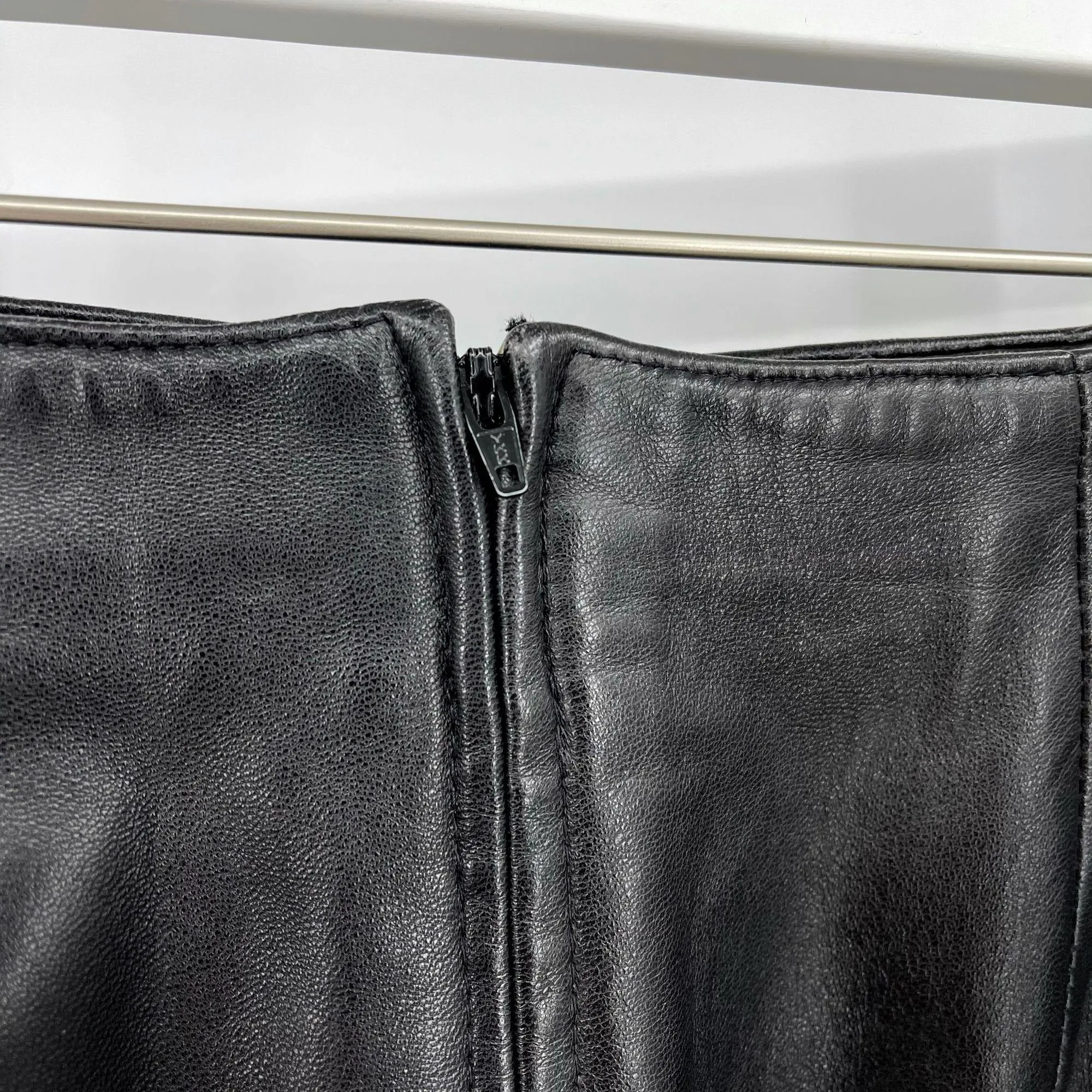 Vintage Vakko Black Leather Short Pencil Skirt