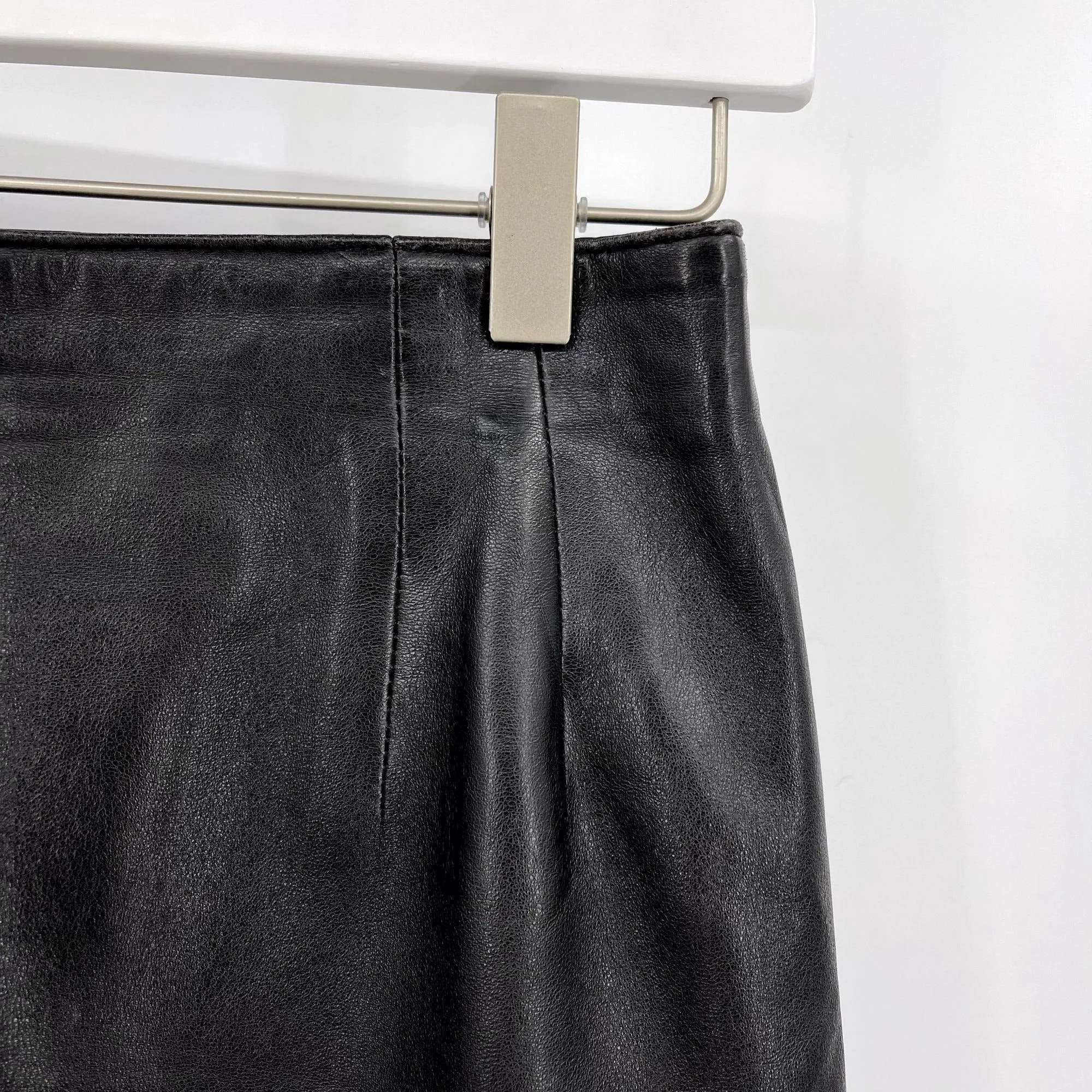 Vintage Vakko Black Leather Short Pencil Skirt