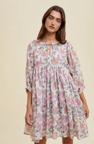 Vivian Cream & Pink Dress