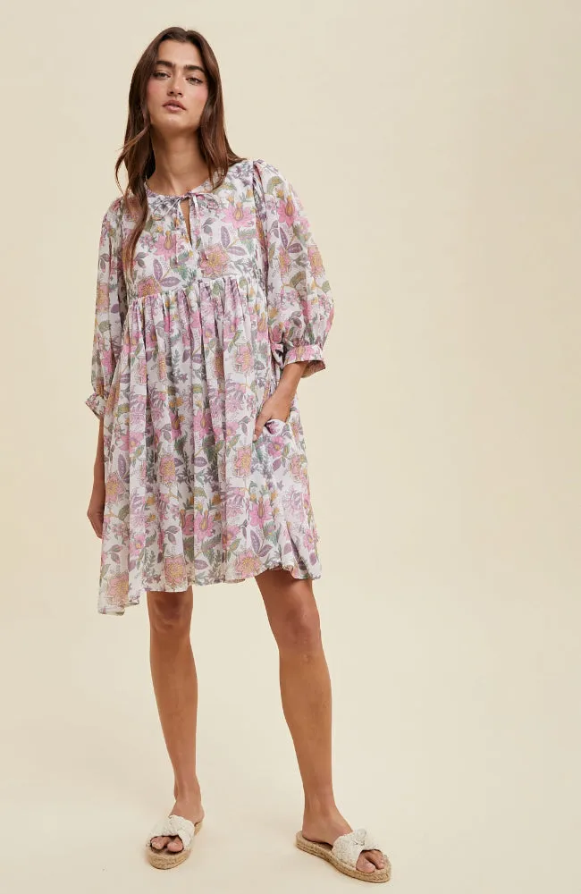Vivian Cream & Pink Dress