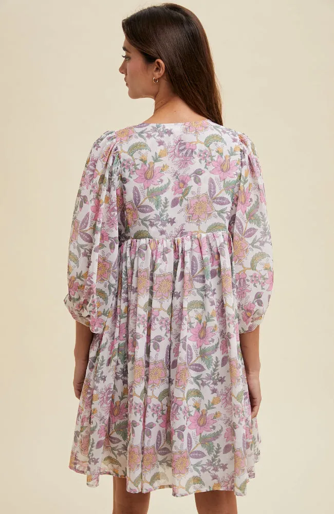 Vivian Cream & Pink Dress