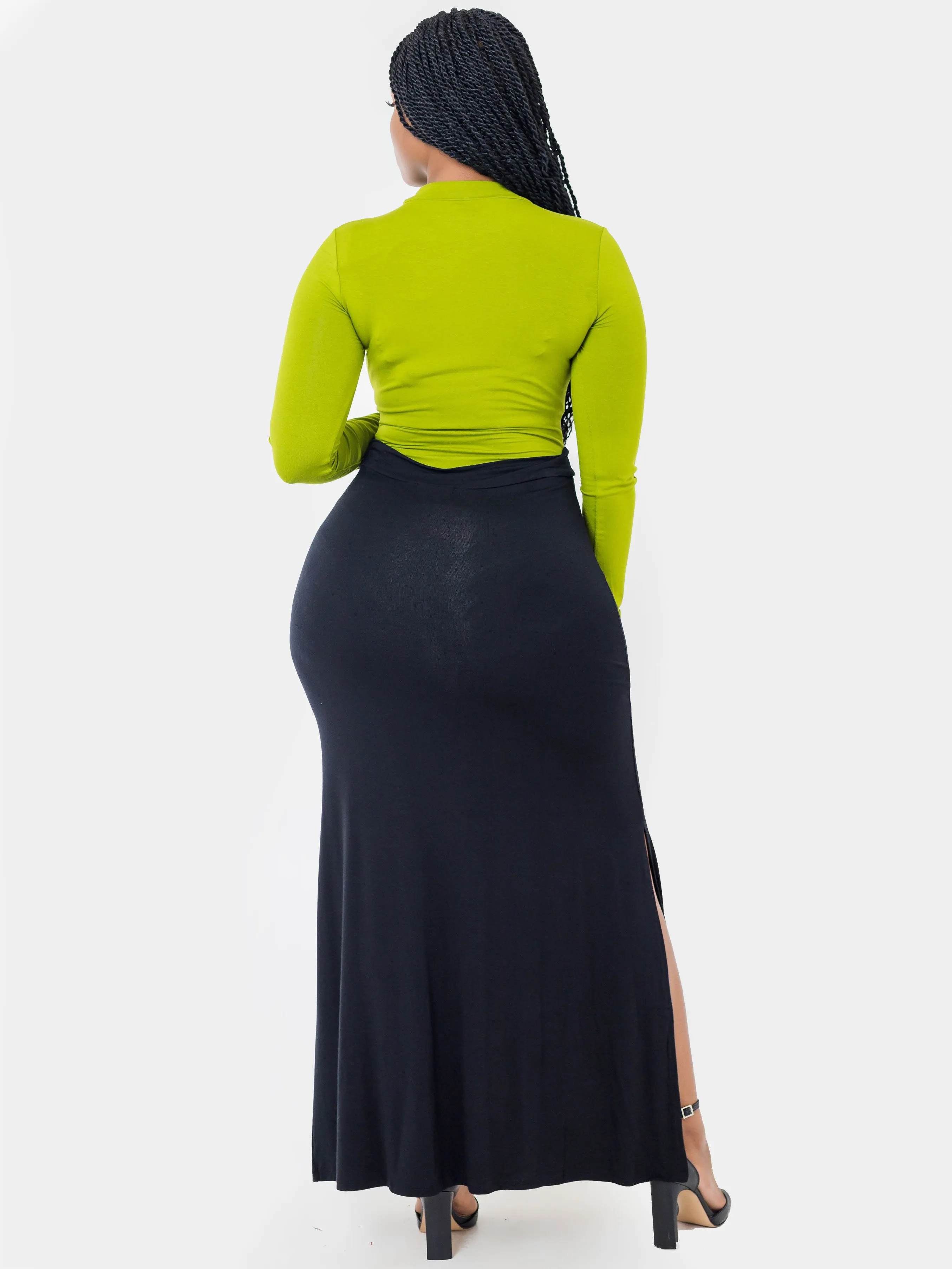 Vivo Vero Side Slit Maxi Skirt - Black