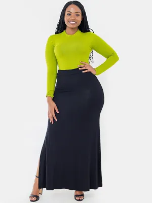 Vivo Vero Side Slit Maxi Skirt - Black