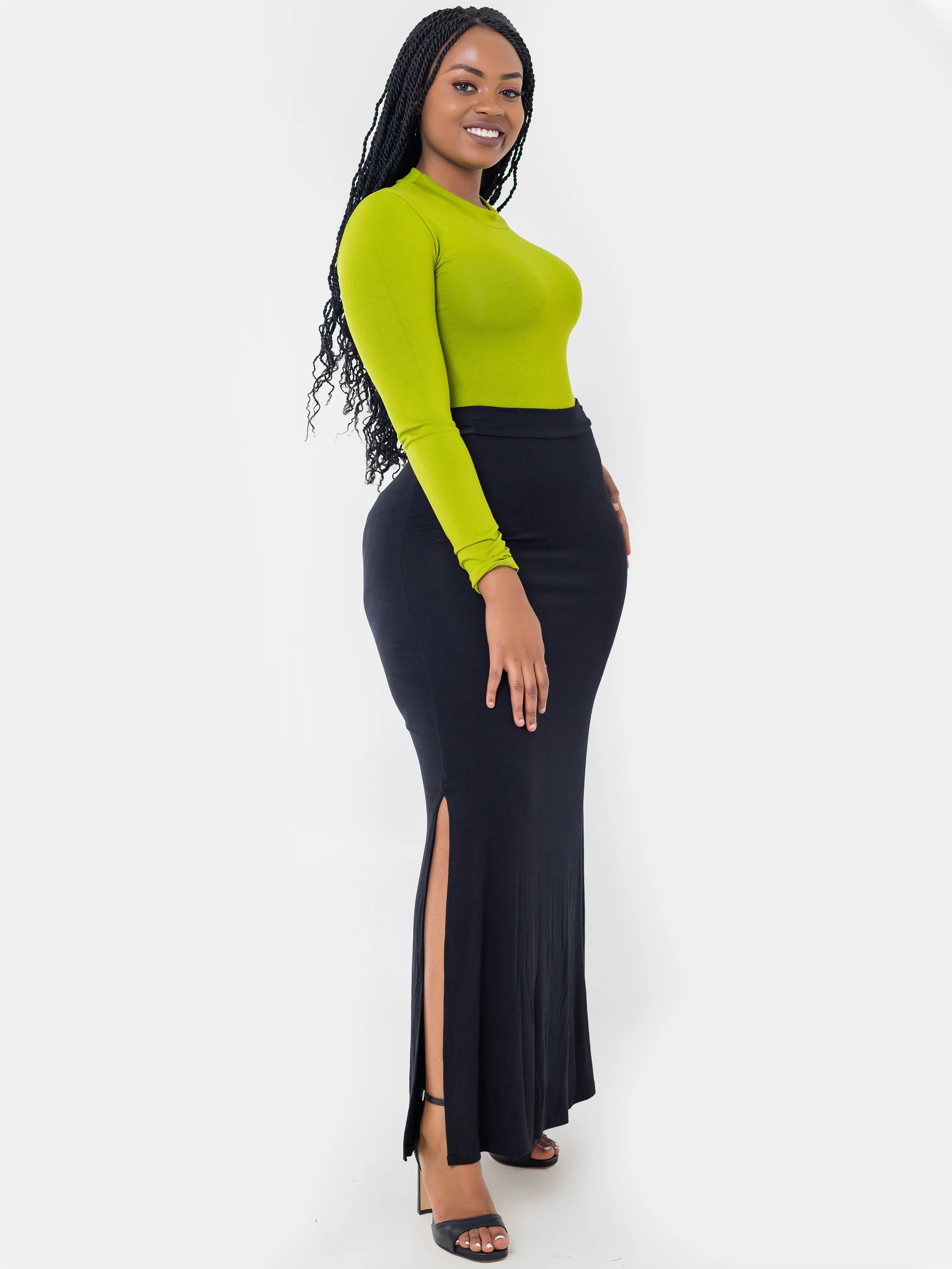 Vivo Vero Side Slit Maxi Skirt - Black