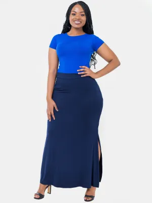 Vivo Vero Side Slit Maxi Skirt - Navy Blue