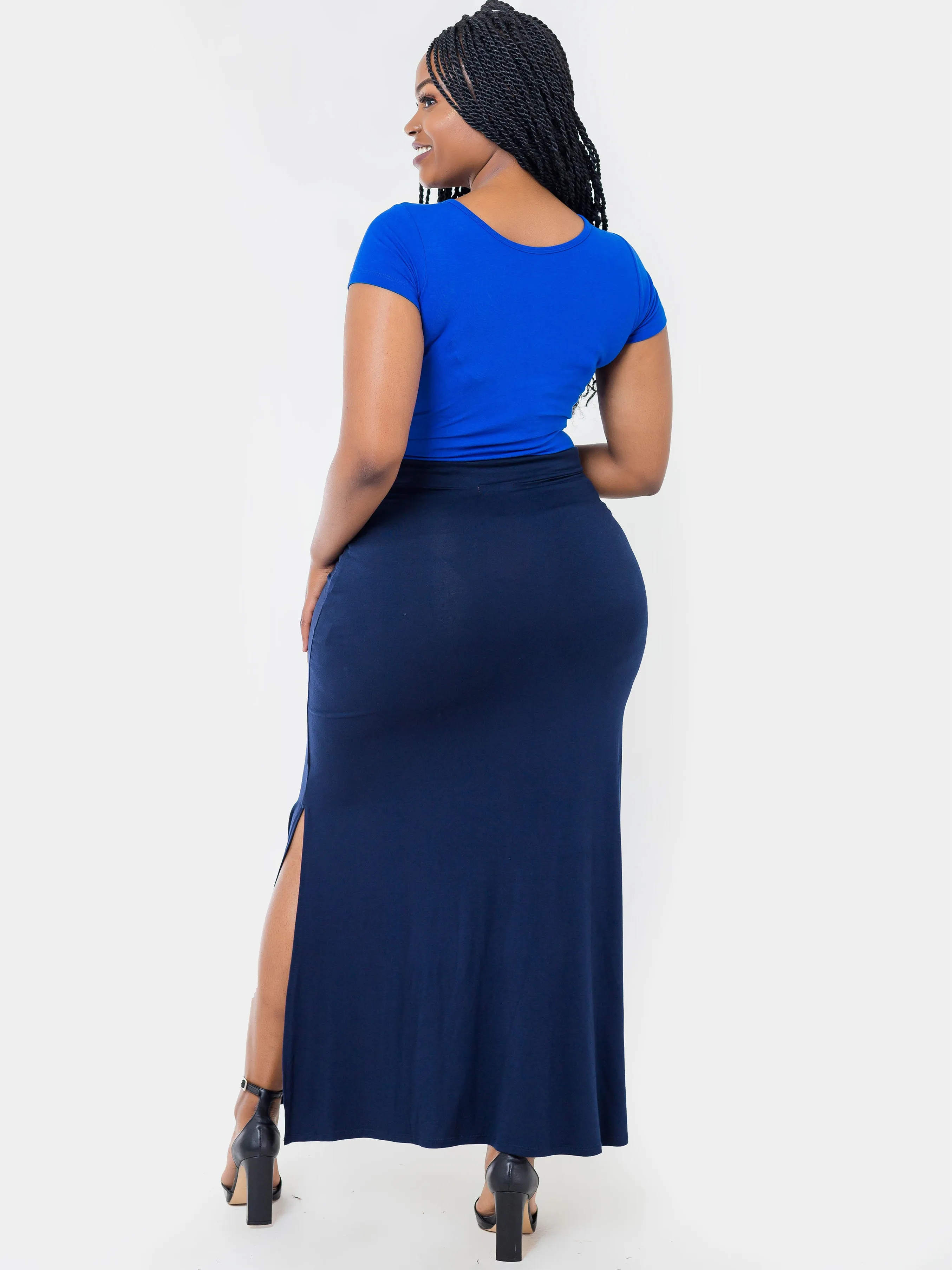 Vivo Vero Side Slit Maxi Skirt - Navy Blue