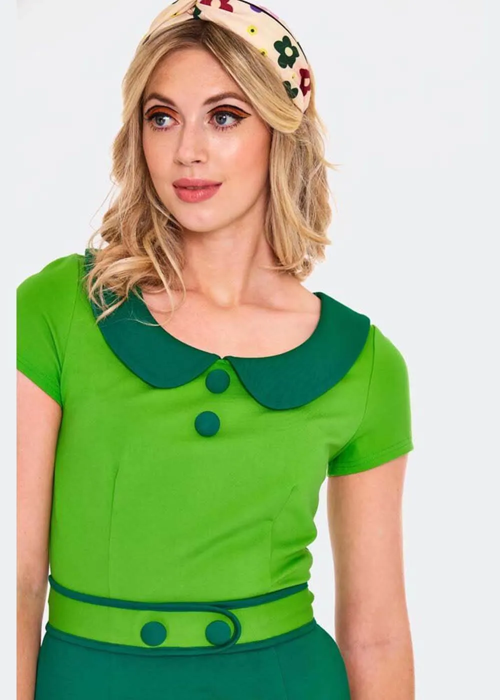 Voodoo Vixen Stacey 60's Dress Green