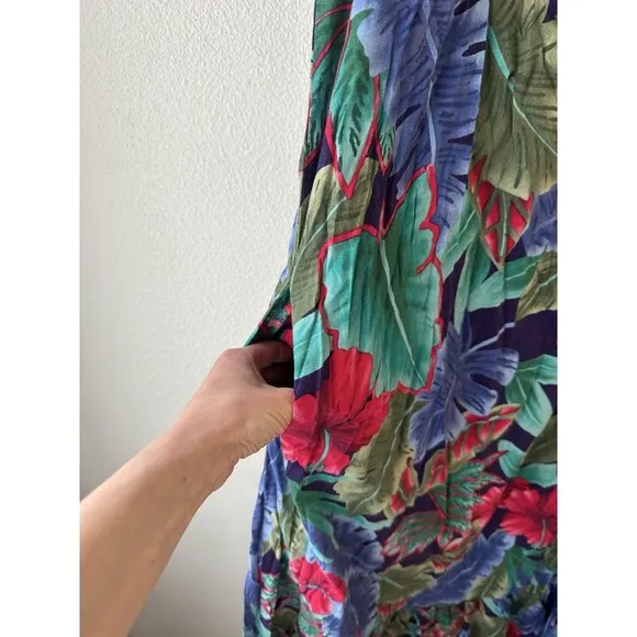 VTG Hilo Hattie Large Women's Dress Island Hawaiian Tropical Maxi Floral Luau