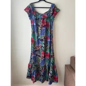 VTG Hilo Hattie Large Women's Dress Island Hawaiian Tropical Maxi Floral Luau