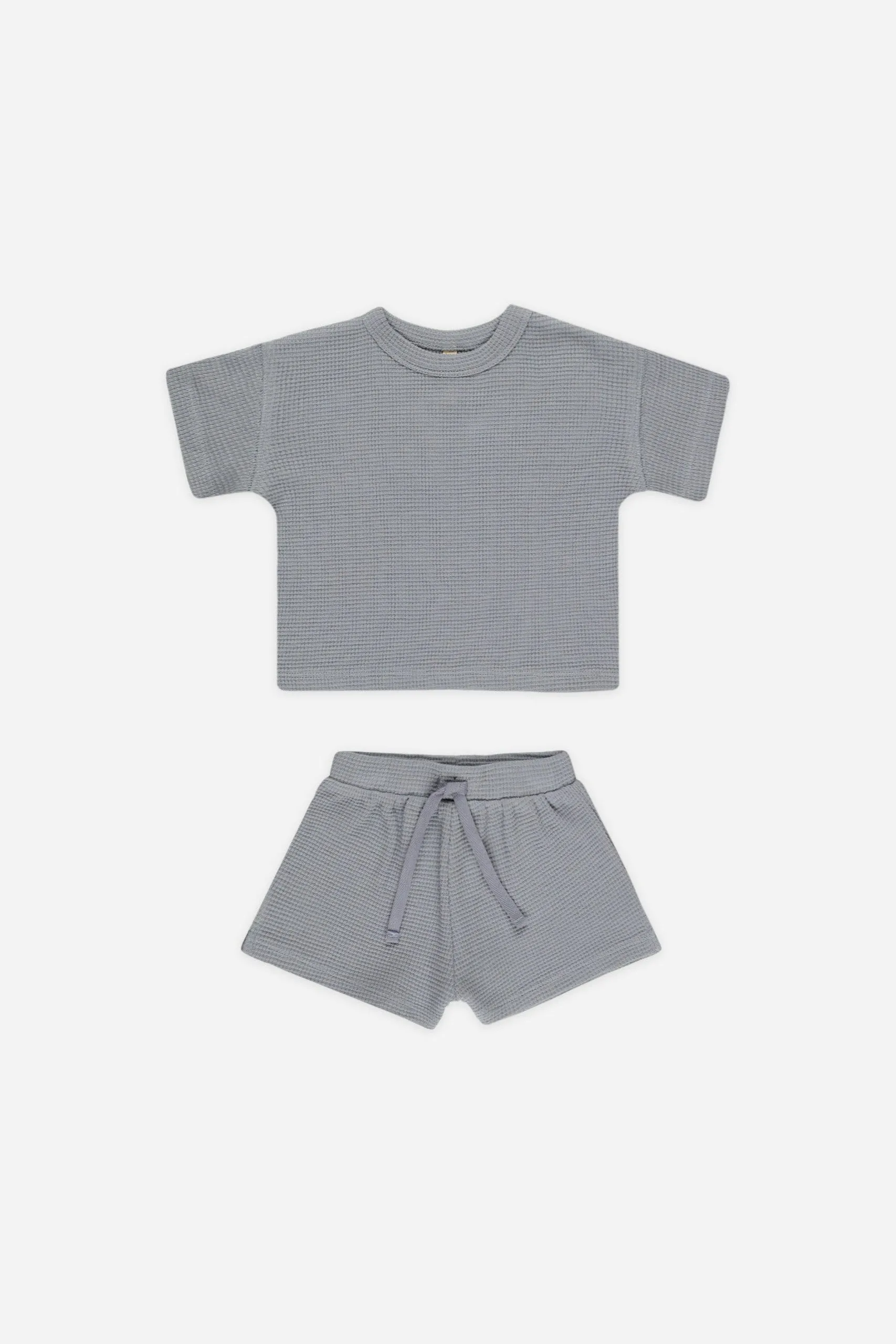Waffle Tee   Short Set| Blue