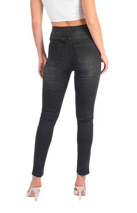 Wakee Black Pull On Stretch Jeans