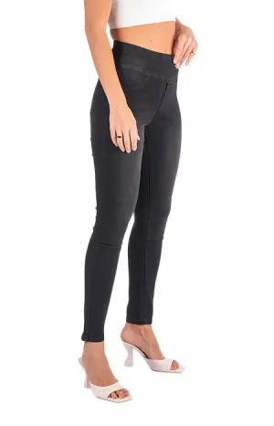 Wakee Black Pull On Stretch Jeans