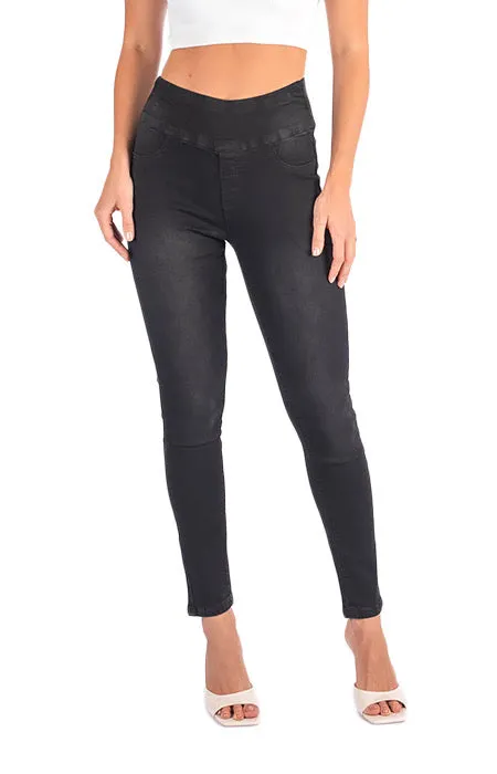 Wakee Black Pull On Stretch Jeans