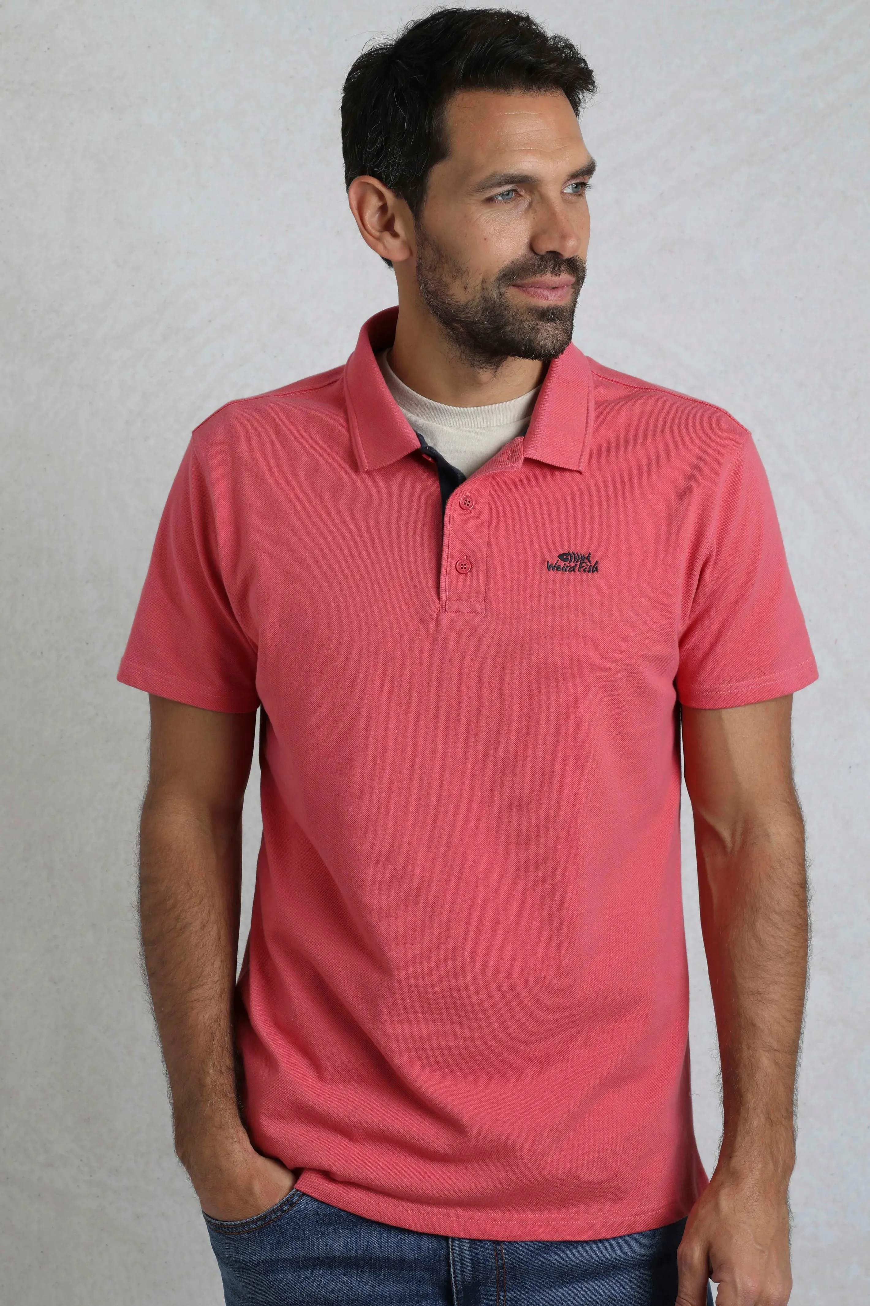 Weird Fish L Dark Pink Organic Pique Polo Shirt - 202773