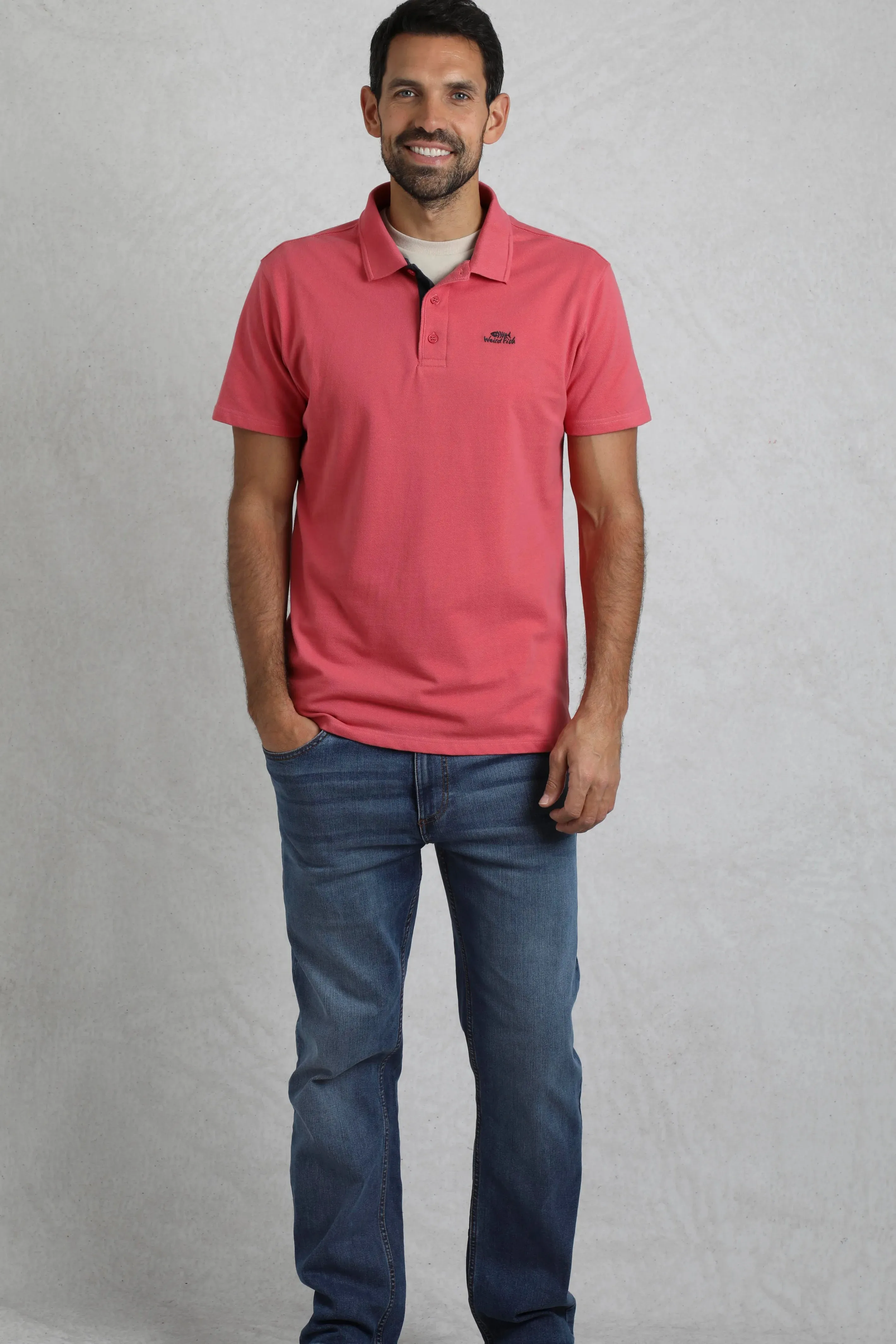 Weird Fish L Dark Pink Organic Pique Polo Shirt - 202773
