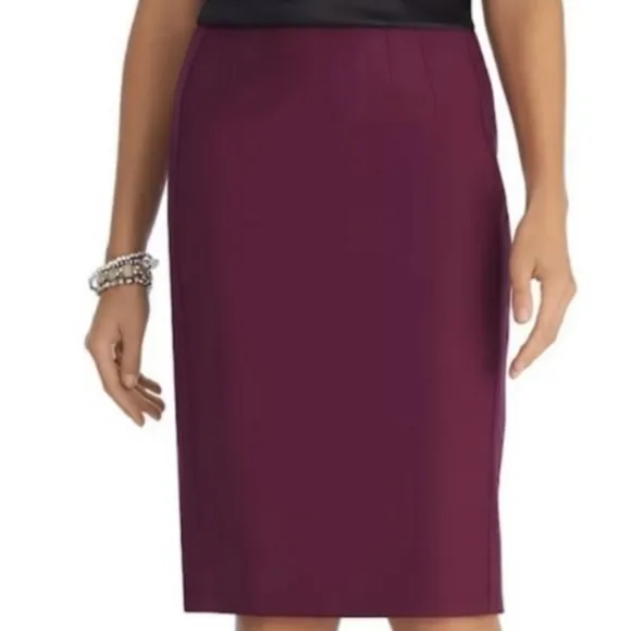 WHBM Perfect Form Fitted Pencil Skirt with Waist Darts - Plum - Size 0