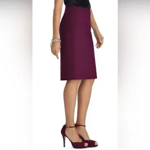 WHBM Perfect Form Fitted Pencil Skirt with Waist Darts - Plum - Size 0
