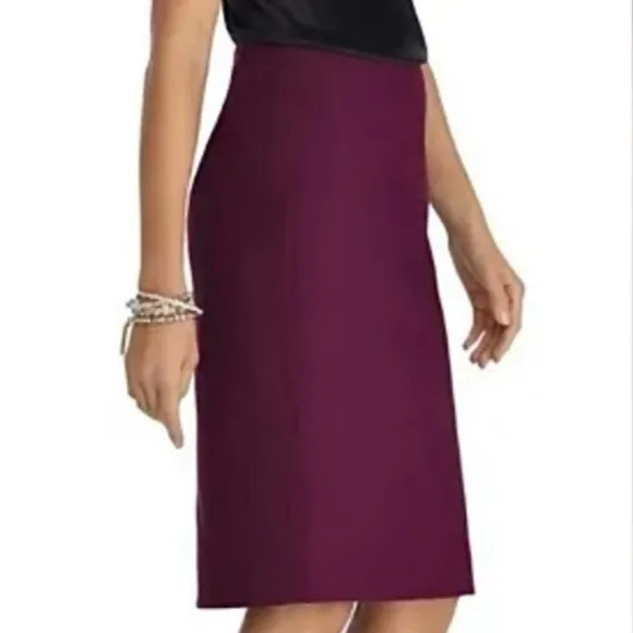 WHBM Perfect Form Fitted Pencil Skirt with Waist Darts - Plum - Size 0